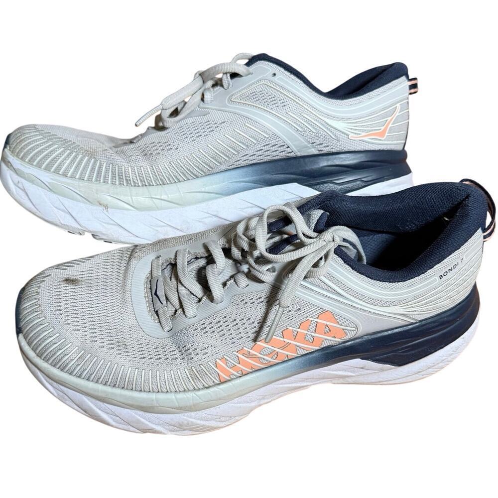 HOKA One One Bondi 7 Lunar Rock 1110519 LRBI Womens Sz 8.5 Running Shoes Sneaker